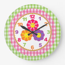 Girls Gingham Blume Uhr mit Zahlen