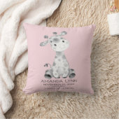 Girls Giraffe Baby Birth Stats Pillow Kissen (Decke)