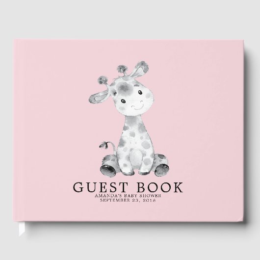 Girls Giraffe Baby Showbook Gästebuch (Vorderseite)
