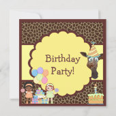 Girls, Giraffe & Cake Animal Print Party Einladung (Rückseite)