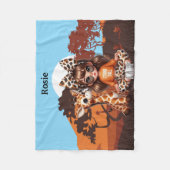 Girls Giraffe Personalisierter Name Fleecedecke (Vorderseite)