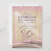 Girls Glam 16. Geburtstag Einladung (Vorderseite)