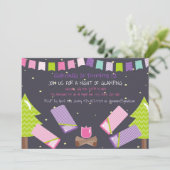 Girls Glamping/Camping Out Geburtstagsparty Einladung (Stehend Vorderseite)