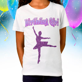 Girls Glitzer Ballerina Dance "Birthday Girl" T-Shirt