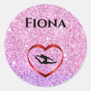 Girls Glitzer Gymnastik Sticker Personalisiert