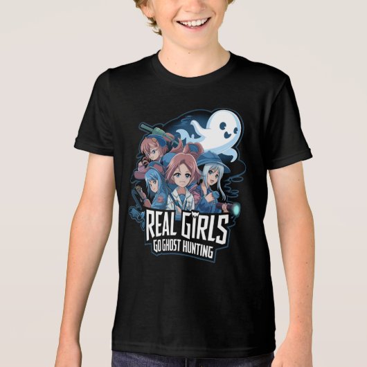 Girls Go Ghost Jagen Tri-Blend Shirt (Vorderseite)