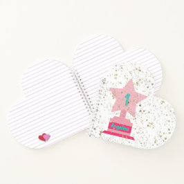 Girls Gold Pink Aquamarine Trophäe Moderne zurück  Notizblock