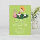 Girls Golf Niedliche Geburtstag Party Einladung (Stehend Vorderseite)