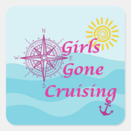 Girls Gone Cruise Quadratischer Aufkleber