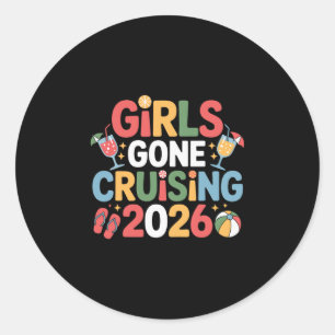 Girls Gone Cruising 2026 Farbige Kreuzfahrt Runder Aufkleber