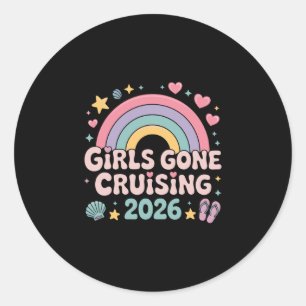 Girls Gone Cruising 2026 Regenbogen-Retro-Kreuzfah Runder Aufkleber