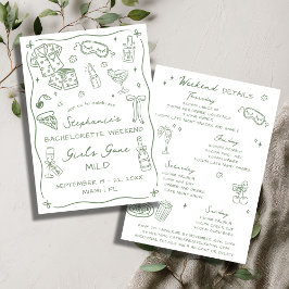 Girls Gone Mild Bachelorette Party Itinerary Sage Einladung