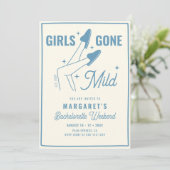 Girls Gone Mild Blue Wellness-Center Bachelorette  Einladung (Stehend Vorderseite)