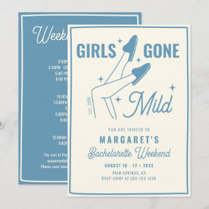 Girls Gone Mild Blue Wellness-Center Bachelorette  Einladung
