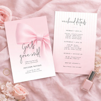 Girls Gone Mild Bow Bachelorette Weekend Itineray Einladung