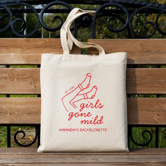 Girls Gone Mild Chic Red Hand Drawn Bachelorette Tragetasche