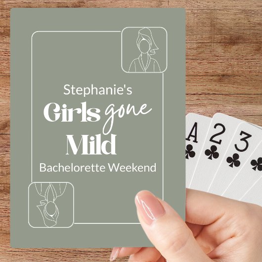 Girls Gone Mild Chic Sage Bachelorette Spa Weekend Spielkarten