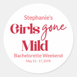 Girls Gone Mild Date Bachelorette Beach Weekend Runder Aufkleber