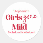 Girls Gone Mild Elegant Bachelorette Beach Weekend Runder Aufkleber (Vorderseite)