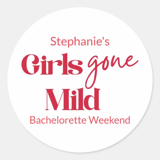 Girls Gone Mild Elegant Bachelorette Beach Weekend Runder Aufkleber (Vorderseite)