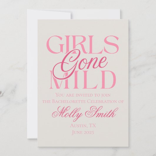 Girls Gone Mild - Funny Chill Bachelorette Design Einladung (Vorderseite)