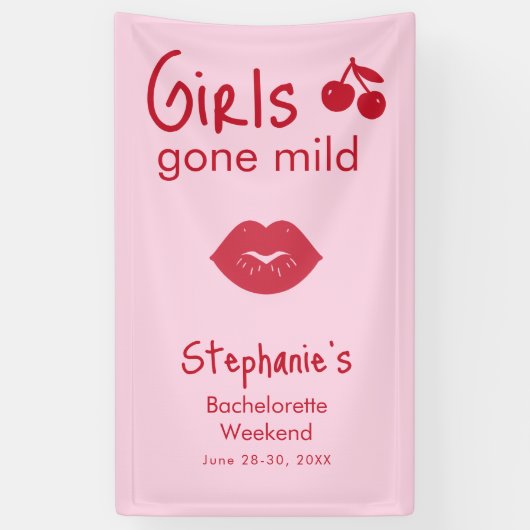 Girls Gone Mild Pink and Cherry Red Bachelorette   Banner (Vertikal)