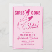 Girls Gone Mild Pink Bachelorette Weekend Wellness Einladung (Vorderseite)