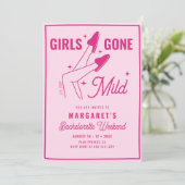 Girls Gone Mild Pink Bachelorette Weekend Wellness Einladung (Stehend Vorderseite)
