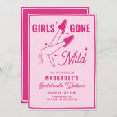 Girls Gone Mild Pink Bachelorette Weekend Wellness Einladung (Vorne/Hinten)