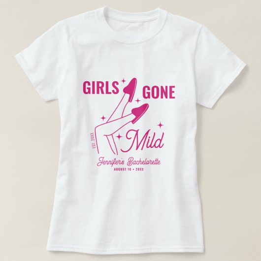 Girls Gone Mild Pink Illustration Bachelorette T-Shirt (Design vorne)