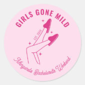 Girls Gone Mild Pink Junggeselinnen-Abschied Welln Runder Aufkleber (Vorderseite)