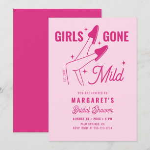 Girls Gone Mild Pink Trendy Brautparty Einladung