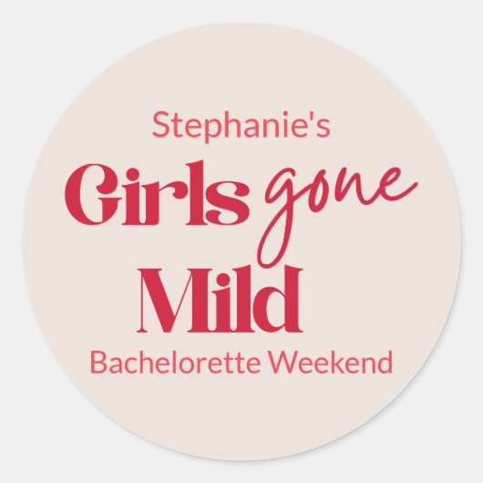 Girls Gone Mild Stylish Bachelorette Beach Weekend Runder Aufkleber (Vorderseite)