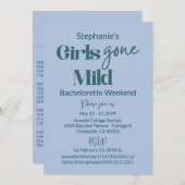 Girls Gone Mild Teal Bachelorette Beach Weekend Einladung (Vorne/Hinten)