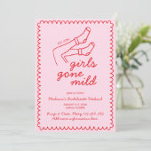 Girls Gone Milde Hand Drawn Bachelorette Wochenend Einladung (Stehend Vorderseite)