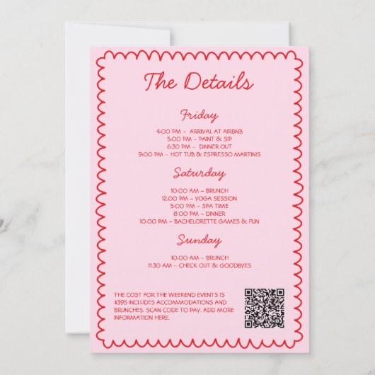 Girls Gone Milde Hand Drawn Bachelorette Wochenend Einladung (Rückseite)