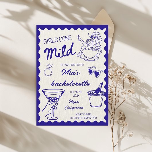 Girls Gone Milde Wellness-Center Day Bachelorette Einladung