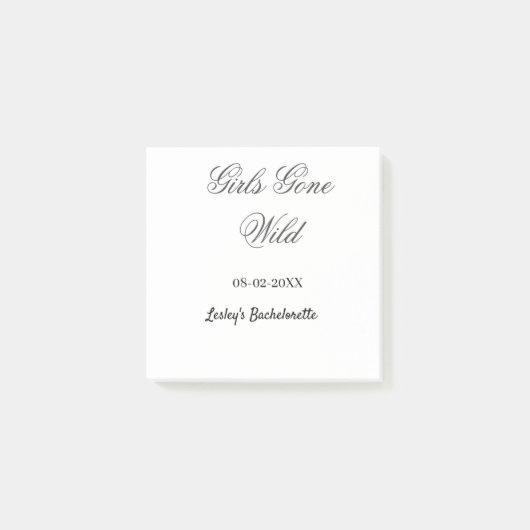 Girls Gone wild Bachelorette party name date bride Post-it Klebezettel (Vorderseite)