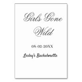 Girls Gone wild Bachelorette party name date bride Tischnummer (Rückseite)