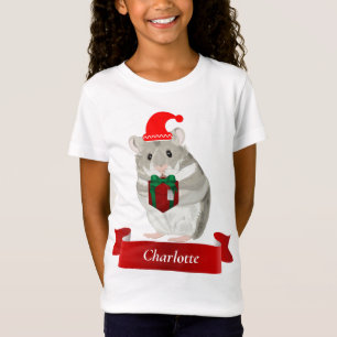 Girls Gray Hamster Weihnachten T-Shirt