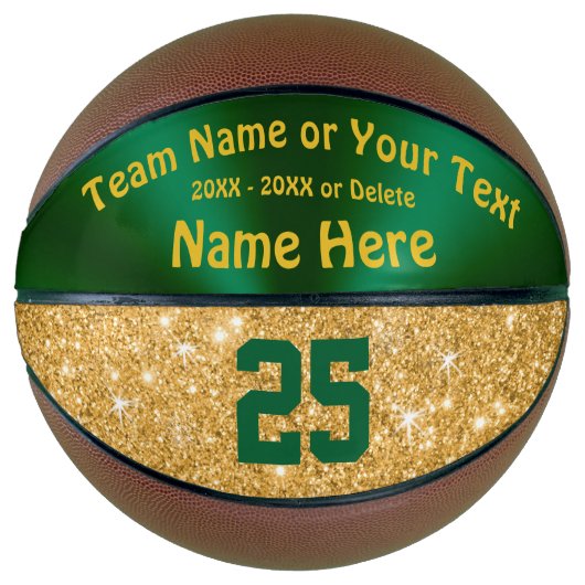 Girls Green und Gold Personalisiert Basketball Bal (Vorderseite)