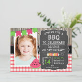 Girls GRILLEN Foto Geburtstagsparty Einladung (Stehend Vorderseite)