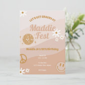 Girls Groovy Festival Vibes Einladung (Stehend Vorderseite)