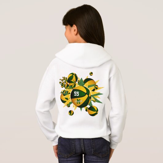 Girl's grünes Goldteam färbt Basketball Hoodie (Schwarz voll)
