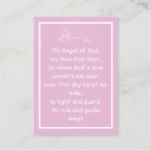 Girl's Guardian Angel Gebetskarte Visitenkarte (Rückseite)