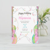 Girl's Guitar Birthday Party Einladung (Stehend Vorderseite)