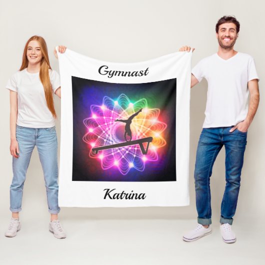 Girls Gymnast Balance Beam Personalisiert Fleecedecke (Beispiel)