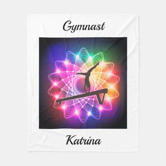 Girls Gymnast Balance Beam Personalisiert Fleecedecke (Vorderseite)