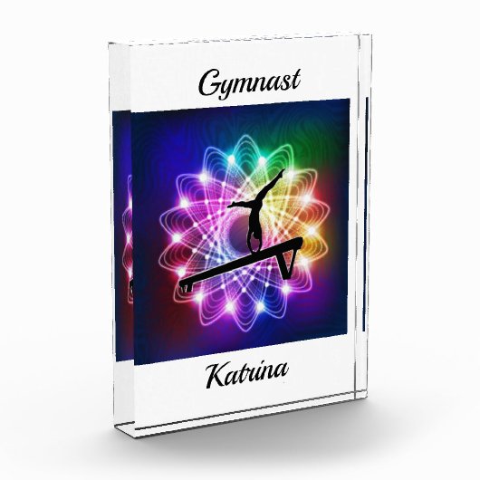 Girls Gymnast Balance Beam Personalisiert Fotoblock (Links)