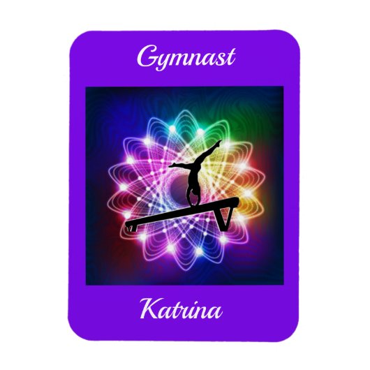 Girls Gymnast Balance Beam Personalisiert Magnet (Vertikal)